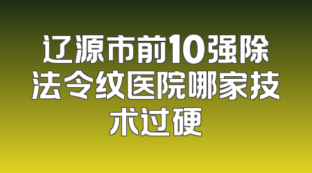 辽源市前10强除法令纹医院哪家技术过硬