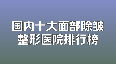 国内十大面部除皱整形医院排行榜