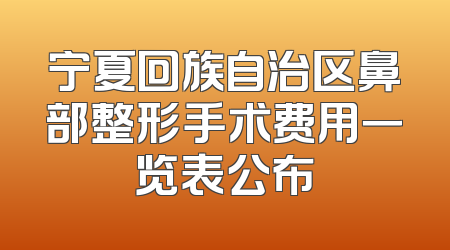 宁夏回族自治区鼻部整形手术费用一览表公布