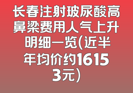长春注射玻尿酸高鼻梁费用人气上升 明细一览(近半年均价约16153元)