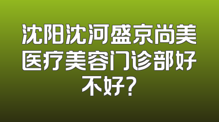 沈阳沈河盛京尚美医疗美容门诊部好不好？