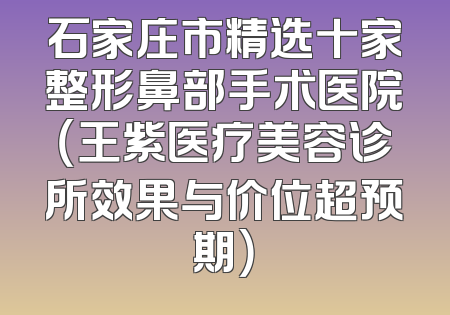 石家庄市精选十家整形鼻部手术医院（王紫医疗美容诊所效果与价位超预期）