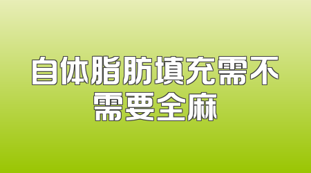 自体脂肪填充需不需要全麻