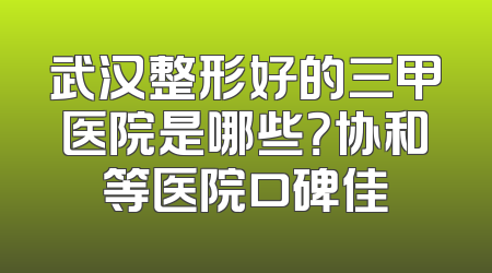 武汉整形好的三甲医院是哪些？协和等医院口碑佳