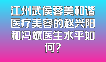 江州武侯蓉美和谐医疗美容的赵兴阳和冯斌医生水平如何？