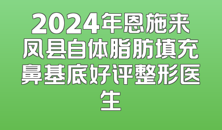 2024年恩施来凤县自体脂肪填充鼻基底好评整形医生