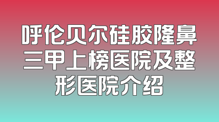 呼伦贝尔硅胶隆鼻三甲上榜医院及整形医院介绍
