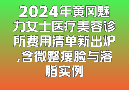2024年黄冈魅力女士医疗美容诊所费用清单新出炉，含微整瘦脸与溶脂实例