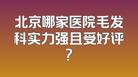 北京哪家医院毛发科实力强且受好评？