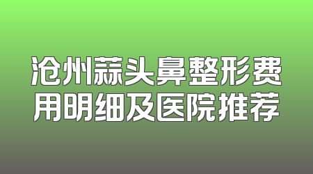 沧州蒜头鼻整形费用明细及医院推荐