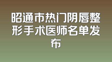 昭通市热门阴唇整形手术医师名单发布