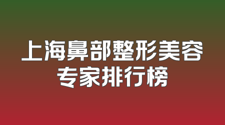 上海鼻部整形美容专家排行榜