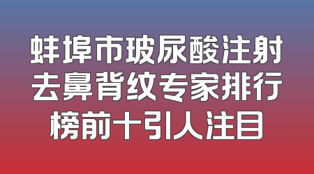 蚌埠市玻尿酸注射去鼻背纹专家排行榜前十引人注目