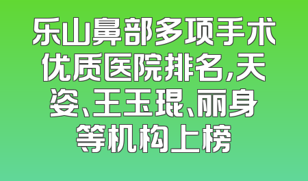 乐山鼻部多项手术优质医院排名，天姿、王玉琨、丽身等机构上榜