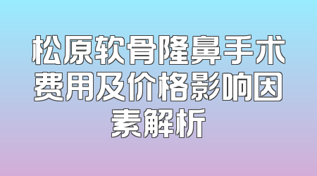 松原软骨隆鼻手术费用及价格影响因素解析