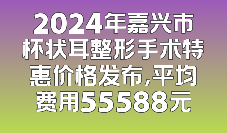 2024年嘉兴市杯状耳整形手术特惠价格发布，平均费用55588元