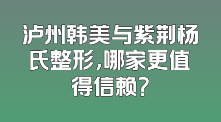 泸州韩美与紫荆杨氏整形，哪家更值得信赖？