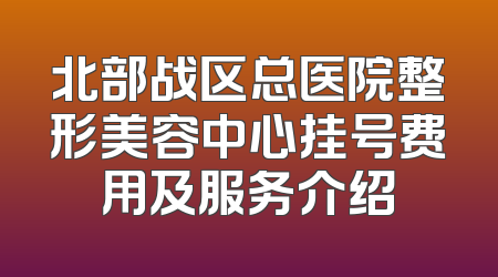 北部战区总医院整形美容中心挂号费用及服务介绍
