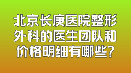 北京长庚医院整形外科的医生团队和价格明细有哪些？