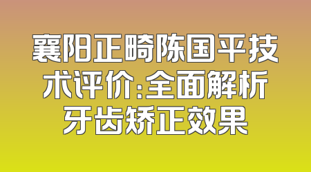 襄阳正畸陈国平技术评价：全面解析牙齿矫正效果