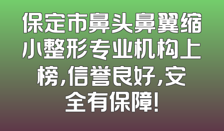 保定市鼻头鼻翼缩小整形专业机构上榜，信誉良好，安全有保障！