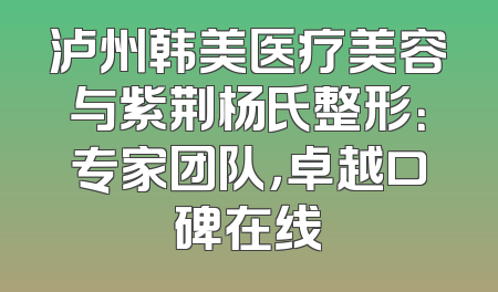 泸州韩美医疗美容与紫荆杨氏整形：专家团队，卓越口碑在线
