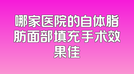 哪家医院的自体脂肪面部填充手术效果佳