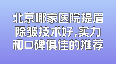 北京哪家医院提眉除皱技术好，实力和口碑俱佳的推荐