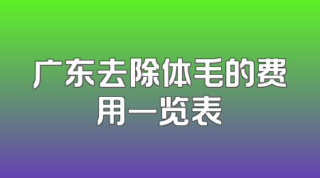 广东去除体毛的费用一览表