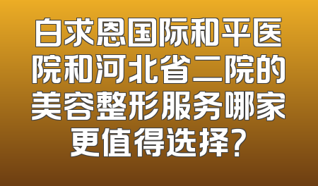 白求恩国际和平医院和河北省二院的美容整形服务哪家更值得选择？