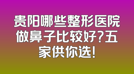 贵阳哪些整形医院做鼻子比较好？五家供你选！