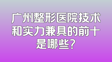 广州整形医院技术和实力兼具的前十是哪些？