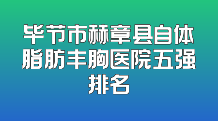 毕节市赫章县自体脂肪丰胸医院五强排名