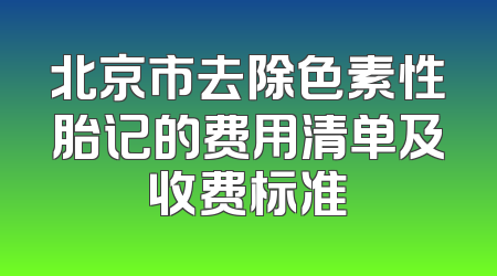 北京市去除色素性胎记的费用清单及收费标准