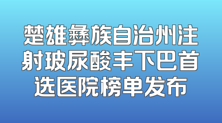 楚雄彝族自治州注射玻尿酸丰下巴首选医院榜单发布