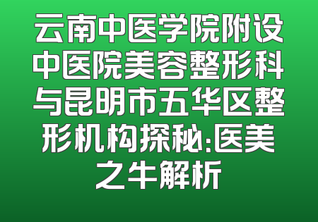 云南中医学院附设中医院美容整形科与昆明市五华区整形机构探秘：医美之牛解析