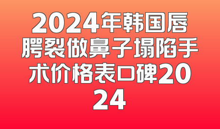 2024年韩国唇腭裂做鼻子塌陷手术价格表口碑2024
