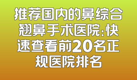 推荐国内的鼻综合翘鼻手术医院：快速查看前20名正规医院排名