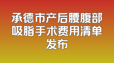 承德市产后腰腹部吸脂手术费用清单发布