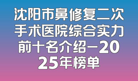 沈阳市鼻修复二次手术医院综合实力前十名介绍_2025年榜单