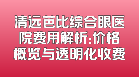 清远芭比综合眼医院费用解析：价格概览与透明化收费