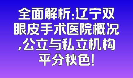 全面解析：辽宁双眼皮手术医院概况，公立与私立机构平分秋色！
