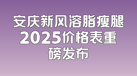 安庆新风溶脂瘦腿2025价格表重磅发布