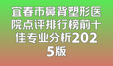 宜春市鼻背塑形医院点评排行榜前十佳专业分析2025版