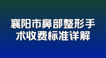 襄阳市鼻部整形手术收费标准详解