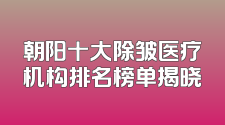 朝阳十大除皱医疗机构排名榜单揭晓