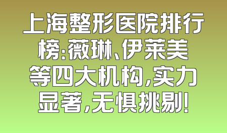 上海整形医院排行榜：薇琳、伊莱美等四大机构，实力显著，无惧挑剔！