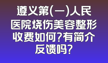 遵义第（一）人民医院烧伤美容整形收费如何？有简介反馈吗？