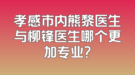 孝感市内熊黎医生与柳锋医生哪个更加专业？