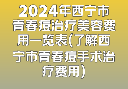 2024年西宁市青春痘治疗美容费用一览表（了解西宁市青春痘手术治疗费用）